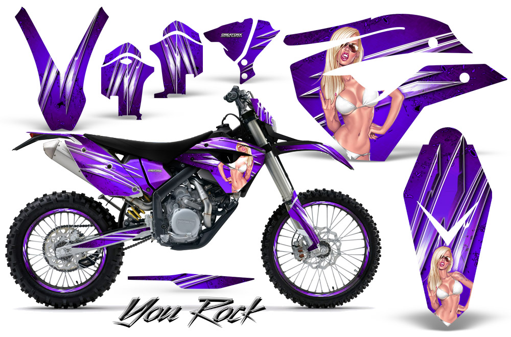 Husaberg FE570 Enduro 2010 Graphics Kit You Rock Purple NP Rims